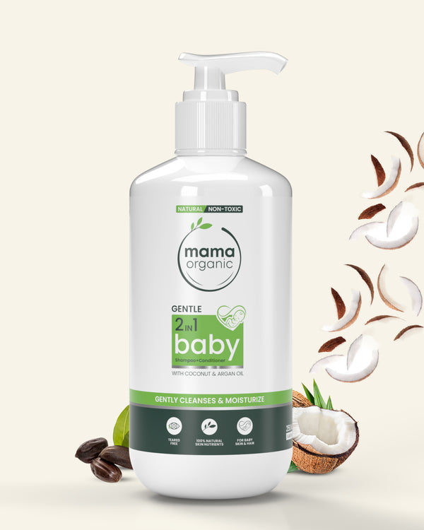 Gentle 2 in 1 Baby Shampoo + Wash - 250ml for Cleanses & Moisturize with Coconut & Argan Oil