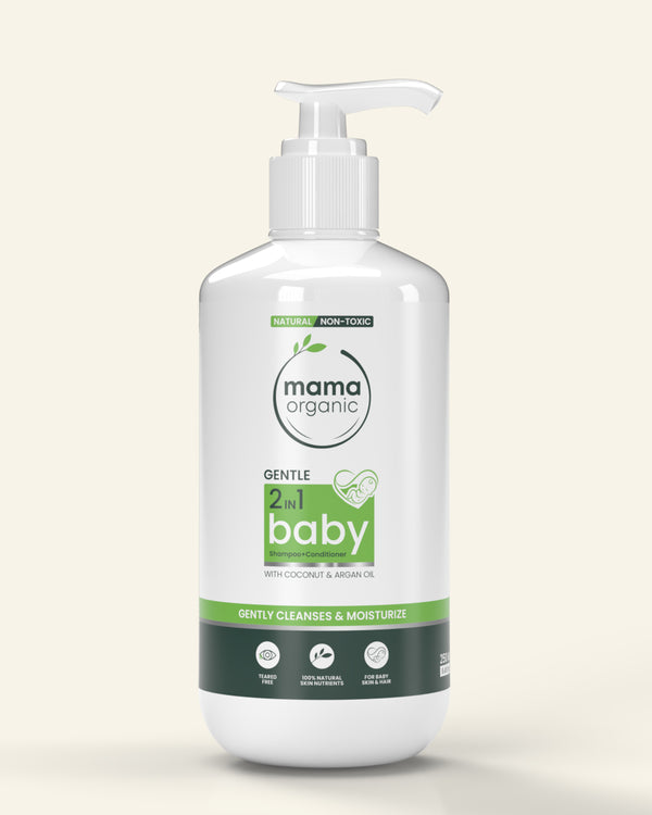 Gentle 2 in 1 Baby Shampoo + Wash - 250ml for Cleanses & Moisturize with Coconut & Argan Oil