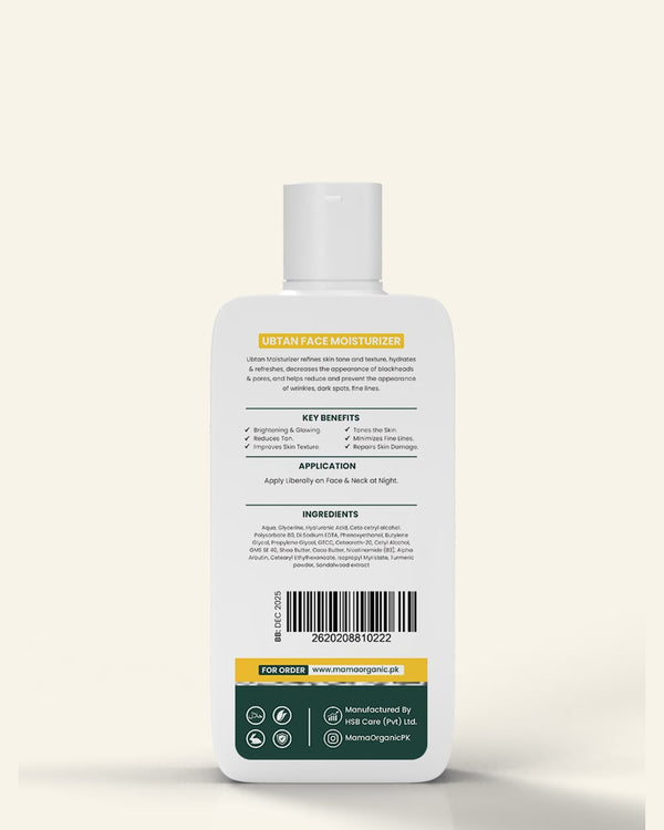 Ubtan Oil Free Face Moisturizer - 80ml For Deep Moisturizing and Glowing SKin With Turmeric & Saffron