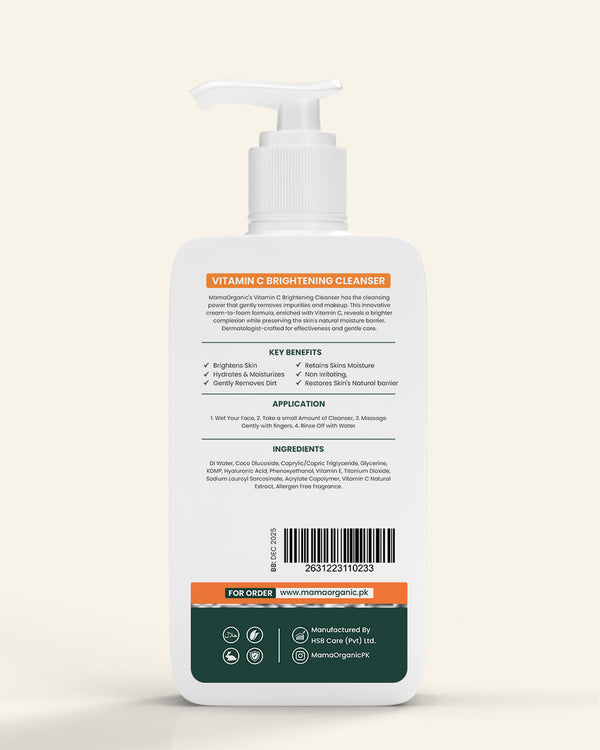 Vitamin C Cream to Foam Facial Cleanser - 230ml For Hydrates & Brighten Skin